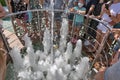 People visit fountain at Shabo winery in Ukraine