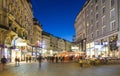 People visit Graben street in Vienna by night Royalty Free Stock Photo