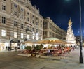 People visit Graben street in Vienna by night Royalty Free Stock Photo