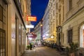 People visit Graben street in Vienna by night Royalty Free Stock Photo