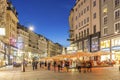 People visit Graben street in Vienna by night Royalty Free Stock Photo