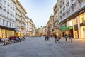 People visit Graben in Vienna by night. Graben street is among most recognized streets in Vienna which is the capital city of Royalty Free Stock Photo