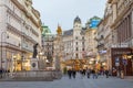 People visit Graben in Vienna by night. Graben street is among most recognized streets in Vienna which is the capital city of Royalty Free Stock Photo