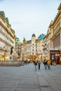 People visit Graben in Vienna by night. Graben street is among most recognized streets in Vienna which is the capital city of Royalty Free Stock Photo