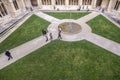 People visit Jeronimos cloister. Jeronimos Monastery was completed in 1544 and is UNESCO World Heritage Site