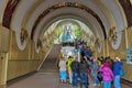 People visit Kyiv funicular station, Ukraine
