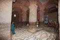 People visit largest rock-hewn church Bet Medhane Alem House of the Saviour of the World in Lalibela, Ethiopia.