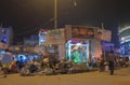 Street market night cityscape New Delhi India