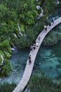 People visit Plitvice Lakes National Park Royalty Free Stock Photo