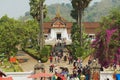 People visit Royal palace during Lao New Year celebrations in Luang Prabang, Laos.
