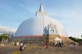 People visit Ruwanwelisaya stupa in Anuradhapura, Sri Lanka.
