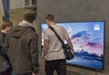 People visit Sony Bravia booth during CEE 2019 in Kyiv Ukraine