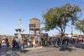 people visit the stockyards train station located in the famous Stockyards and wait for the performance of longhorn cattle drive Royalty Free Stock Photo