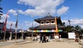 People visit Wooden Shrine in Hiroshima, Japan