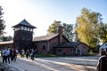 People visiting Auschwitz