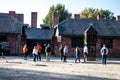 People visiting Auschwitz