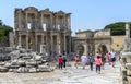 People are visiting The Celsus Library Celcius Library in Ephesus Ancient City. Ephesus is