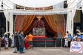 People are visiting Durga Puja pandals from outside because Durga Puja pandals are made no-entry zones for the visitors due to the Royalty Free Stock Photo