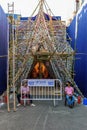 People are visiting Durga Puja pandals from outside because Durga Puja pandals are made no-entry zones for the visitors due to the Royalty Free Stock Photo