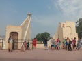 People visiting Jantar Mantar at Jaipur in India