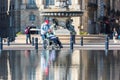 People visiting a mirror fountain in Bordeaux, France Royalty Free Stock Photo
