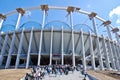 People Visiting the National Stadium Construction Royalty Free Stock Photo