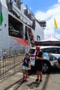 People visiting a New Zealand navy ship, Auckland, New Zealand