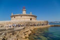 People visiting the old Bugio Lighthouse Royalty Free Stock Photo