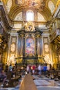 People visiting and praying in Chiesa del Gesu Royalty Free Stock Photo