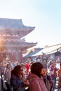 People visiting Sensoji temple in Tokyo