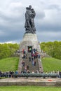 People visiting Soviet War Memorial in Treptower park, Berlin, Germany Royalty Free Stock Photo