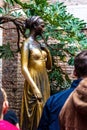 Bronze statue of Juliet and the Romeo & Juliet balcony, Verona Italy Royalty Free Stock Photo