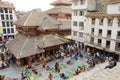 People visiting vegetable street market at Durbar Square,Kathmandu