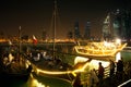 People visits at the coast of Bahrain bay to see and ride on traditional fishing boat Royalty Free Stock Photo