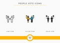 People vote icons set vector illustration with solid icon line style. Government public election concept. Royalty Free Stock Photo