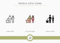 People vote icons set vector illustration with solid icon line style. Government public election concept. Royalty Free Stock Photo