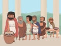 People voting in ancient greece polis cartoon Royalty Free Stock Photo