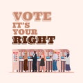 People at voting booth with vote its your right text vector design Royalty Free Stock Photo
