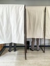People voting in polling booths at a voting station Royalty Free Stock Photo