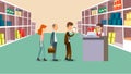 People wait in cashier vector illustration