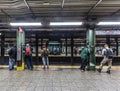 People wait at subway station Wall street in New York Royalty Free Stock Photo