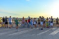 People wait for sunset view to piazza del popolo - engl: peoples place in Rome Royalty Free Stock Photo