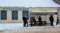 People waiting for a bus. Gagarin. Russia.