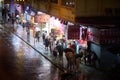 People waiting for a bus at Mong Kok road in Mong Kok, Hong Kong Royalty Free Stock Photo