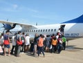 People waiting for coming to airplane at the airport in Cam Ranh, Vietnam