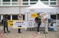 People waiting in covid-19 testing center outdoors on street, coronavirus concept. Royalty Free Stock Photo