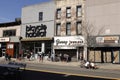 People waiting at the entrance of a bicycle shop in Brooklyn, NY, USA