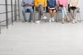 People waiting for job interview in hall, closeup Royalty Free Stock Photo