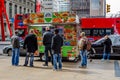 People waiting in line in front of Shafiq`s Halal Street Food Truck, NYC