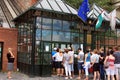 People waiting in line at the funicular Royalty Free Stock Photo